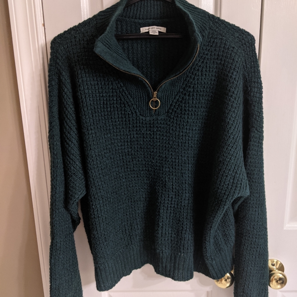 american eagle half zip up sweater